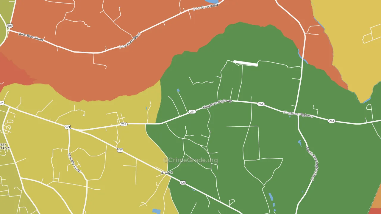 Wilson, SC Map of Robbery Rates