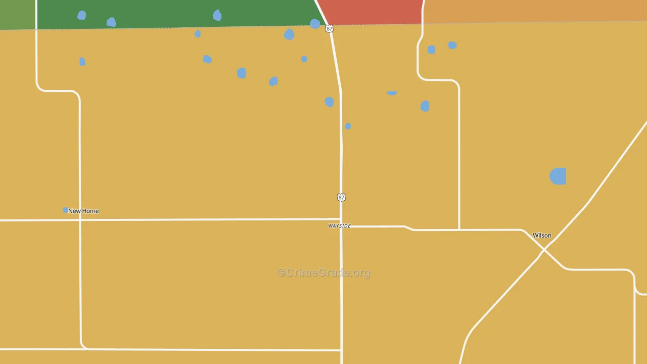 Wilson, TX Map of Robbery Rates