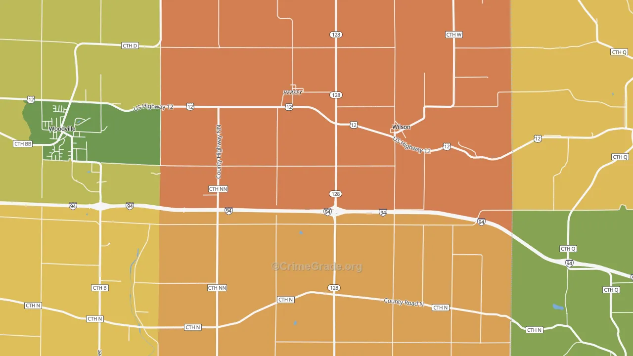 Wilson, WI Map of Robbery Rates