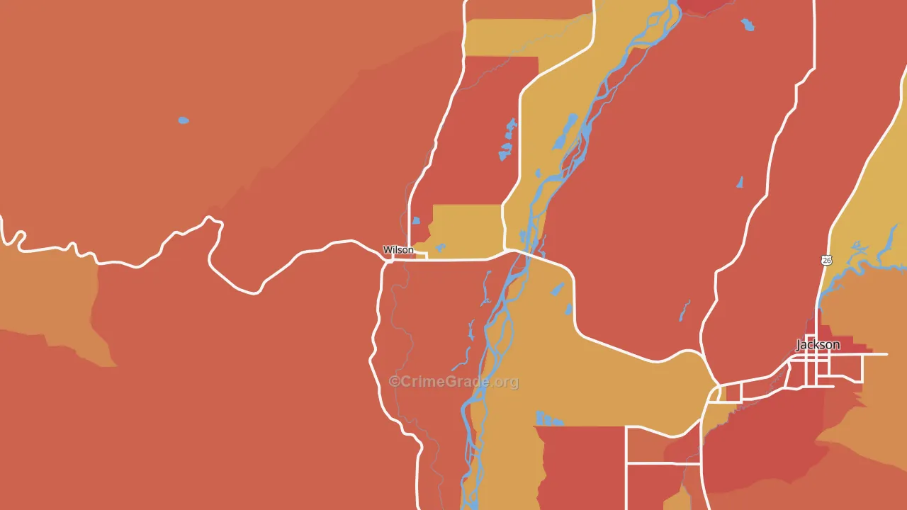 Wilson, WY Map of Robbery Rates
