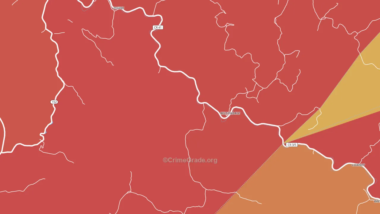 Wilsondale, WV Map of Robbery Rates