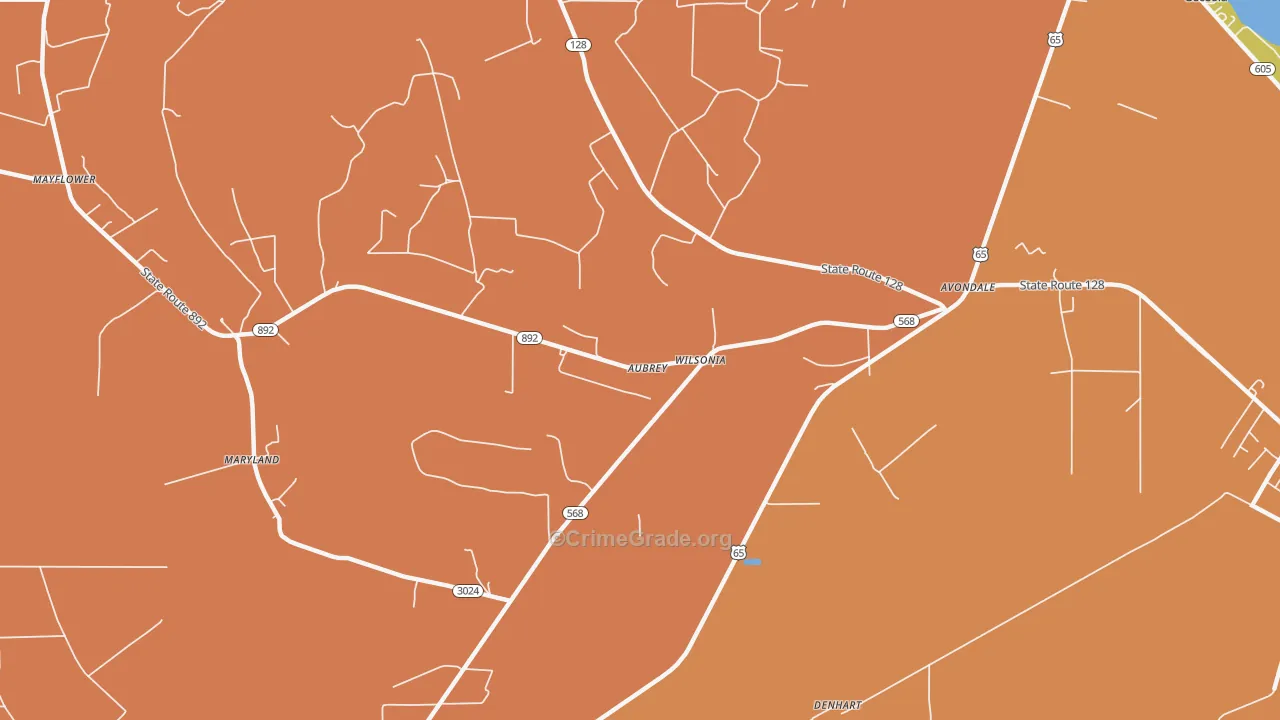 Wilsonia, LA Map of Robbery Rates