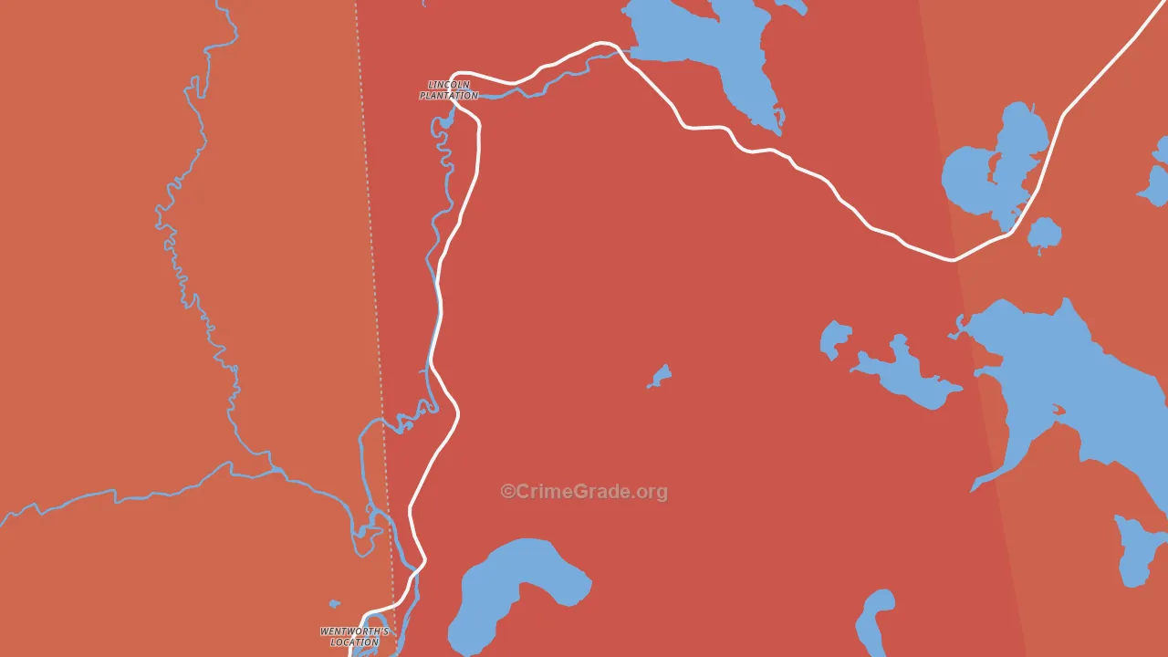 Wilsons Mills, ME Map of Robbery Rates