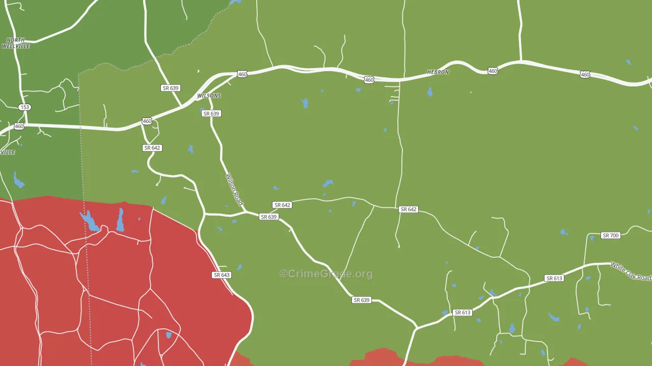 Wilsons, VA Map of Robbery Rates
