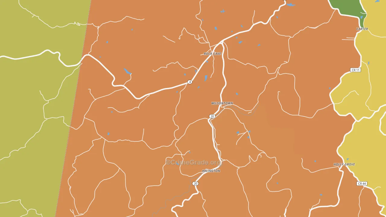 Wilsontown, WV Map of Robbery Rates