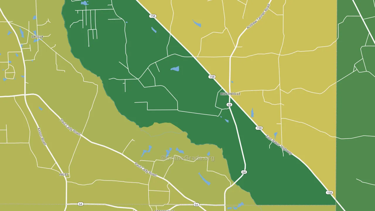 Wilsonville, GA Map of Robbery Rates