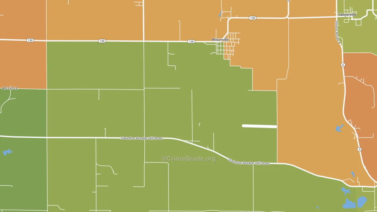 Wilsonville, IL Map of Robbery Rates