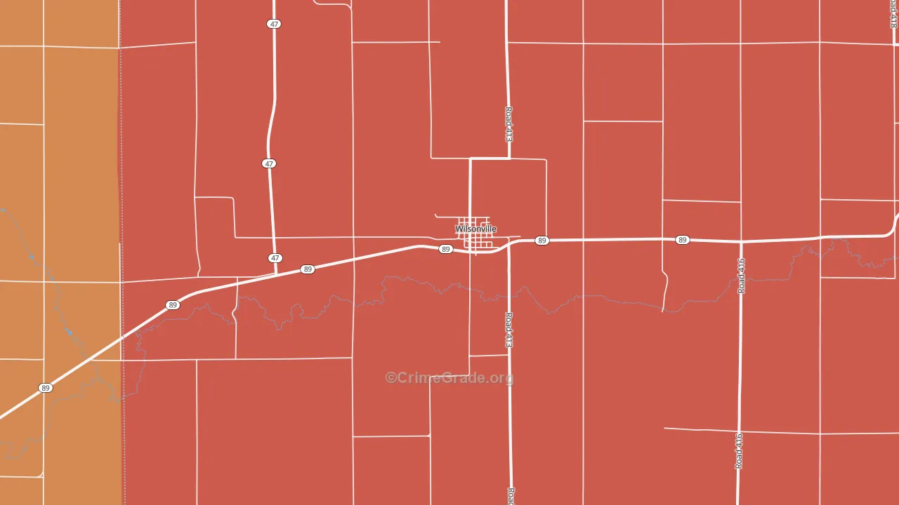 Wilsonville, NE Map of Robbery Rates