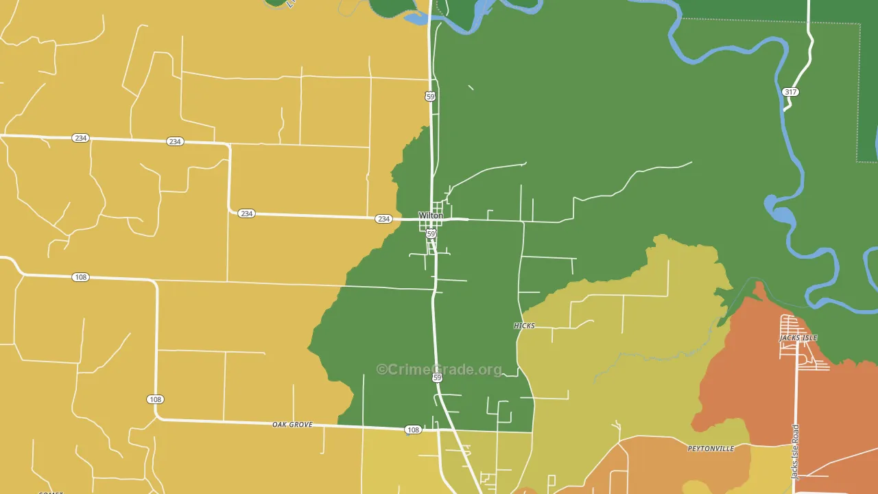 Wilton, AR Map of Robbery Rates