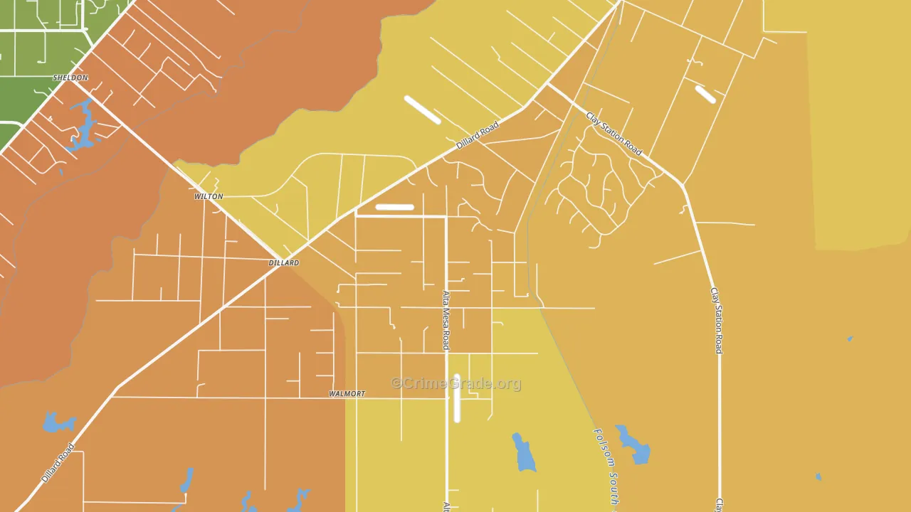 Wilton, CA Map of Robbery Rates
