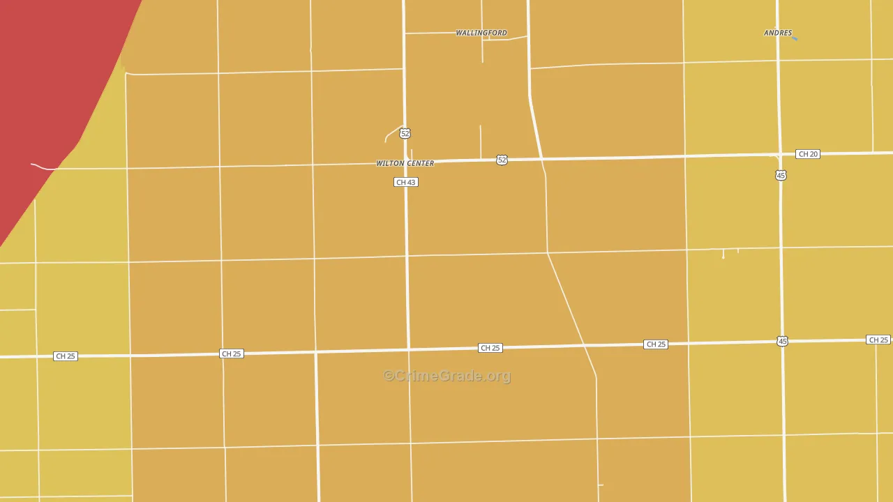 Wilton Center, IL Map of Robbery Rates