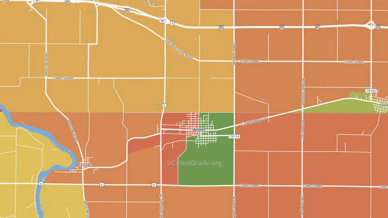 Wilton, IA Map of Robbery Rates