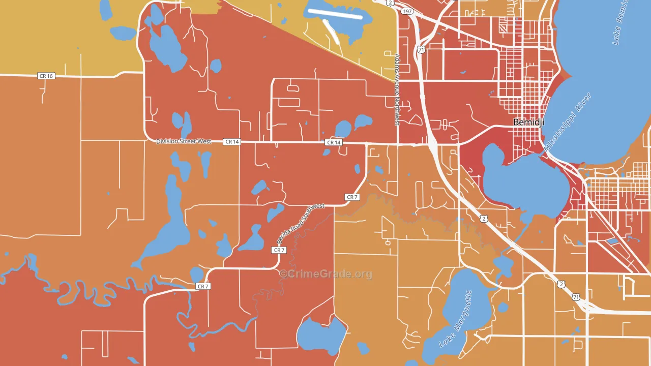 Wilton, MN Map of Robbery Rates