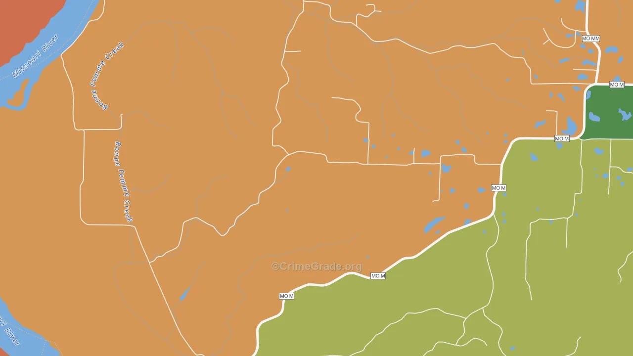 Wilton, MO Map of Robbery Rates
