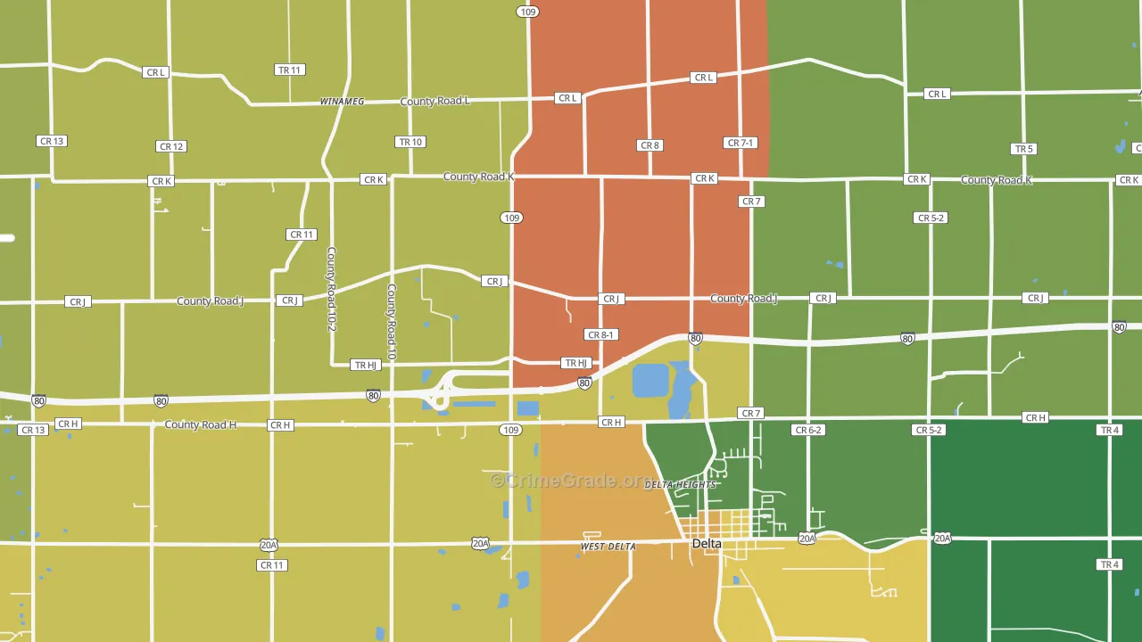 Winameg, OH Map of Robbery Rates