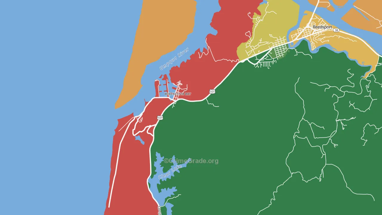 Winchester Bay, OR Map of Robbery Rates