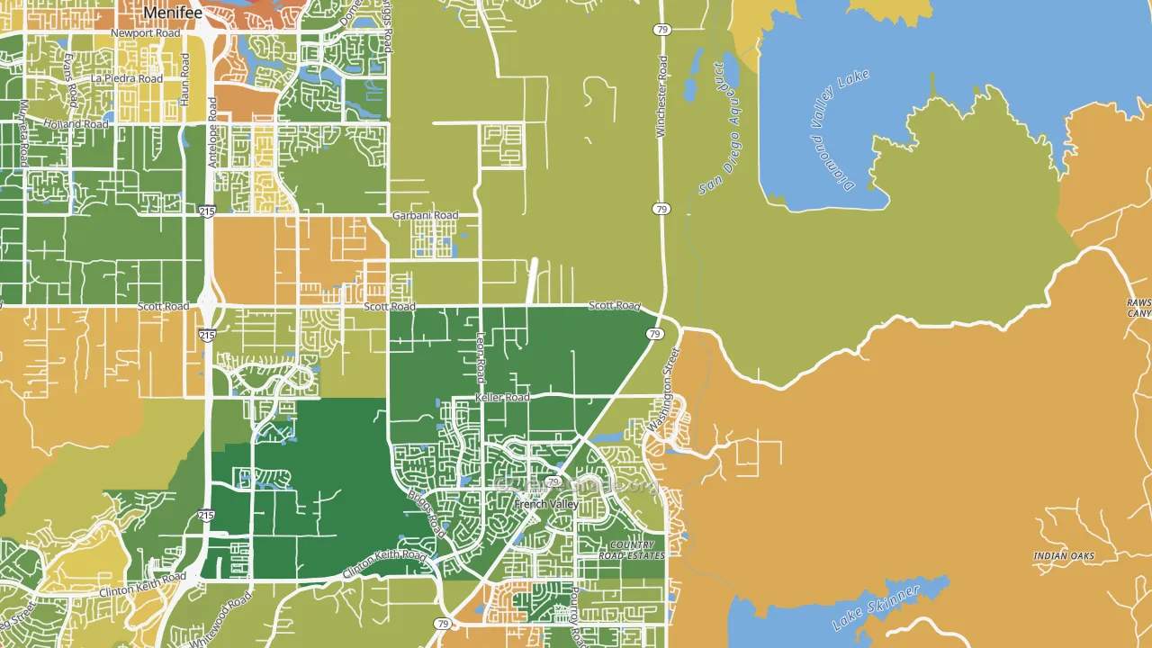 Winchester, CA Map of Robbery Rates