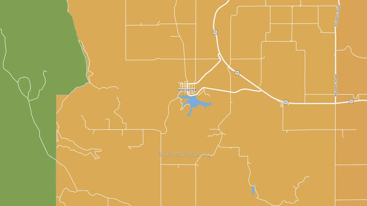 Winchester, ID Map of Robbery Rates