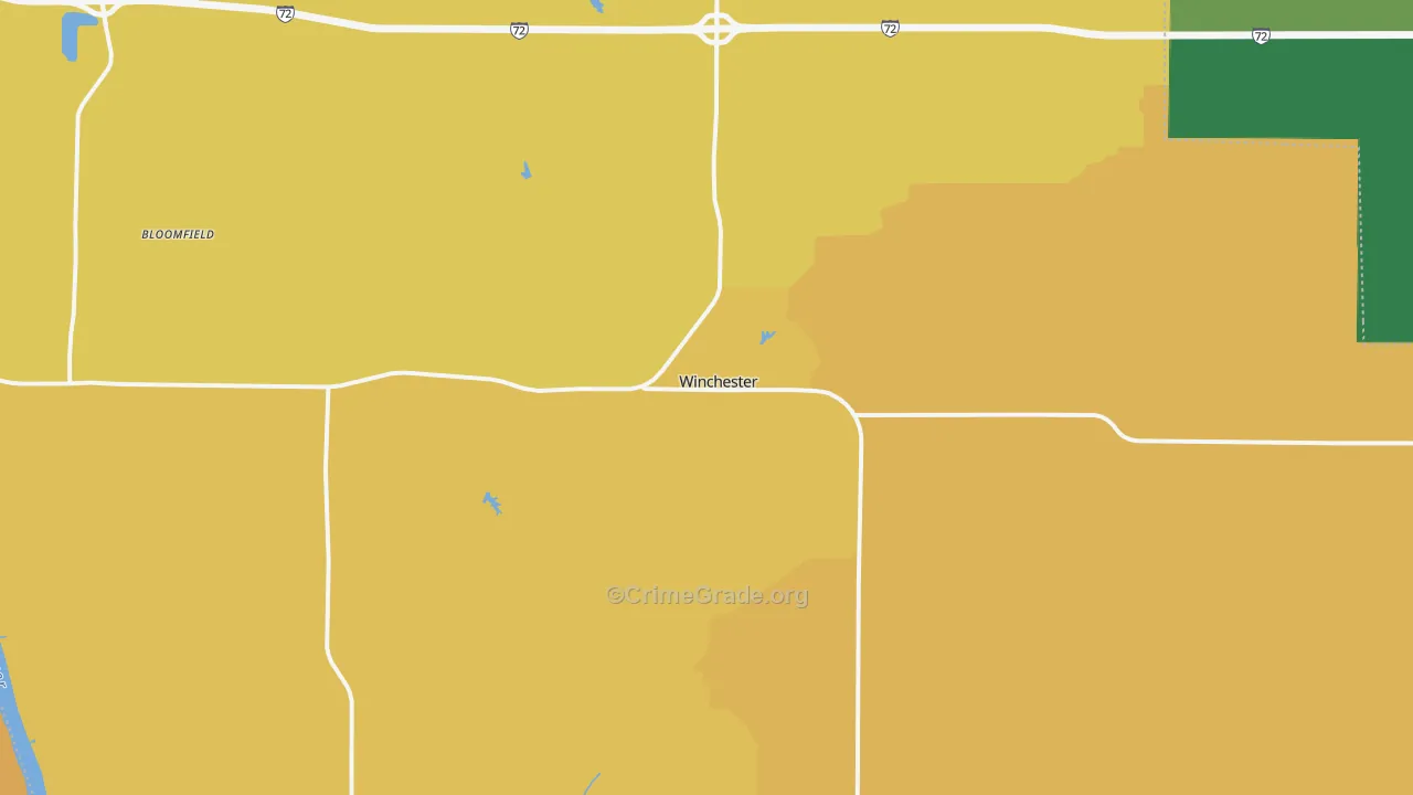 Winchester, IL Map of Robbery Rates
