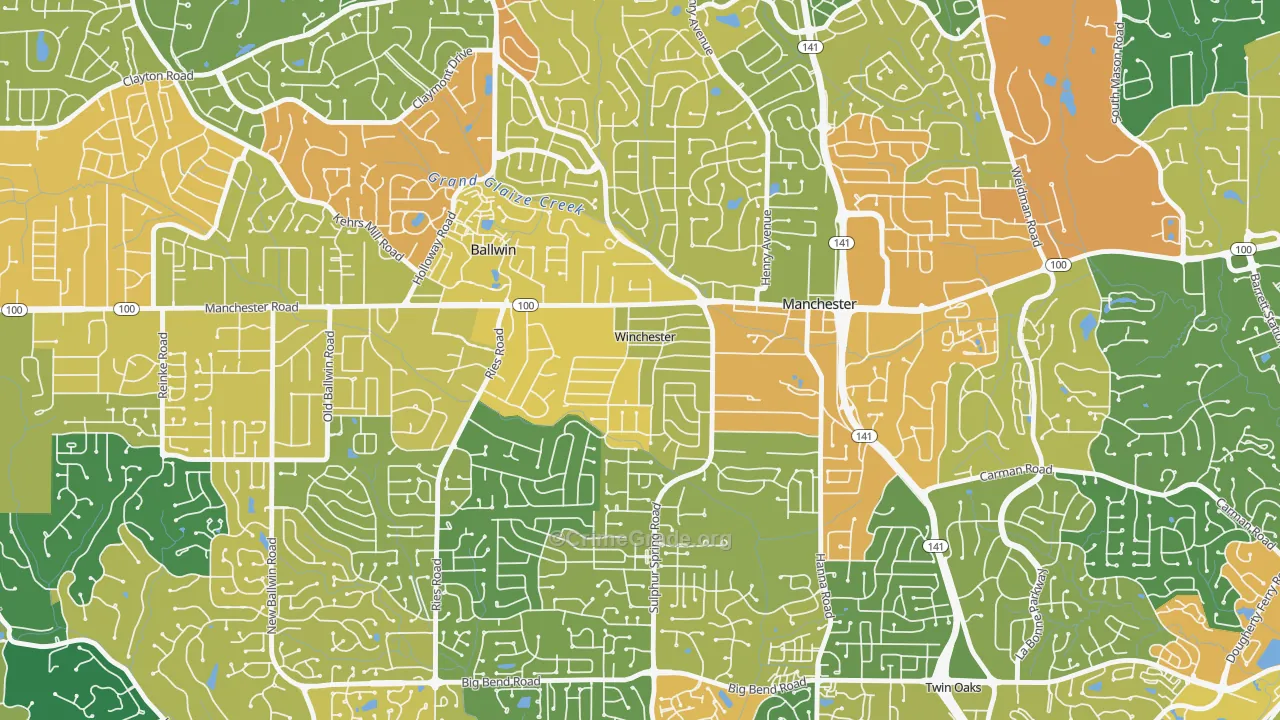 Winchester, MO Map of Robbery Rates