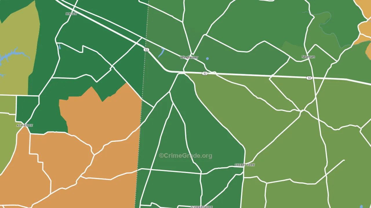 Winchester, OH Map of Robbery Rates