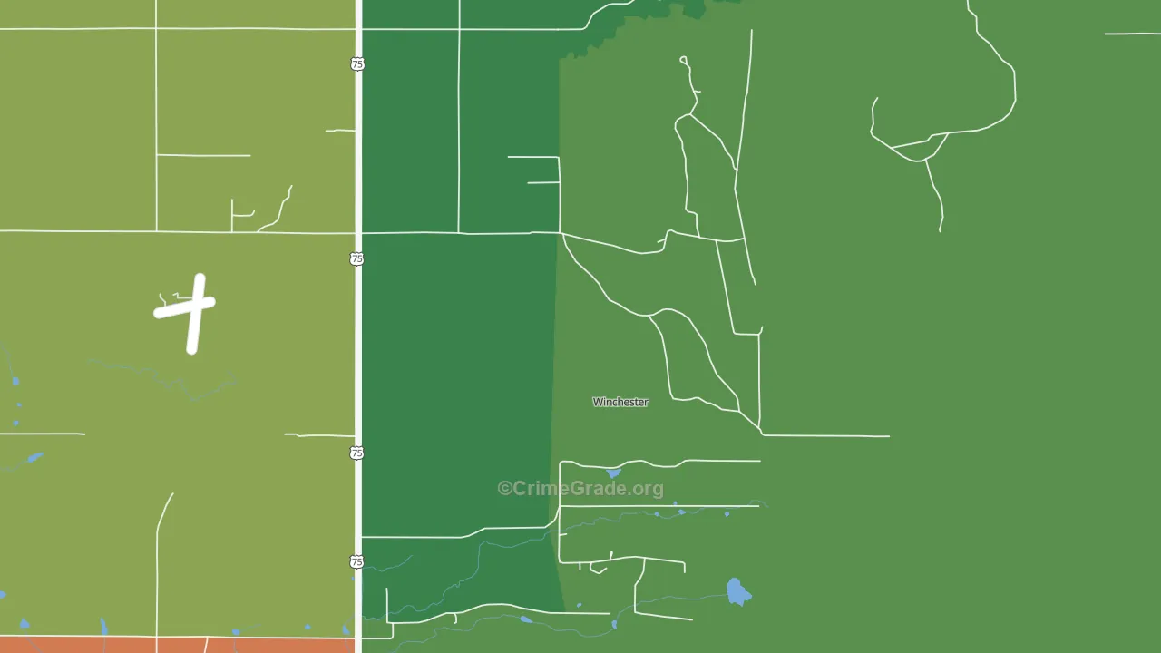 Winchester, OK Map of Robbery Rates