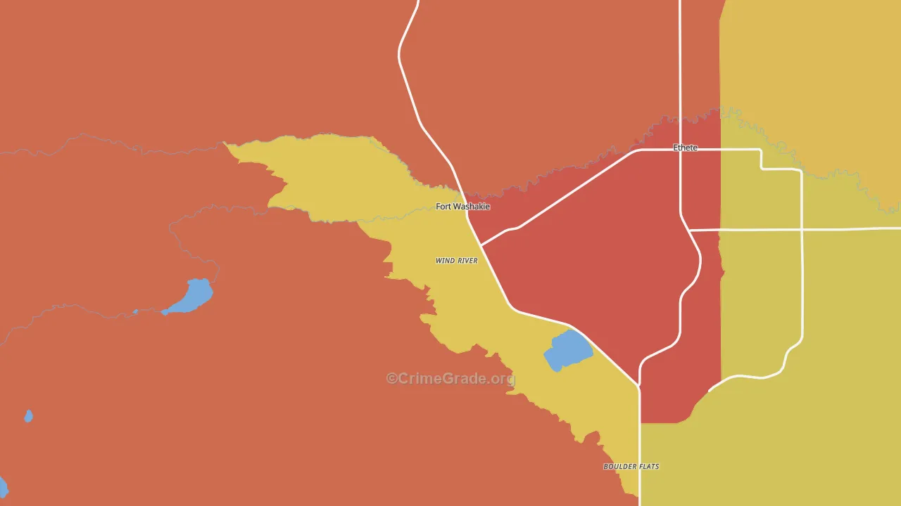 Wind River, WY Map of Robbery Rates