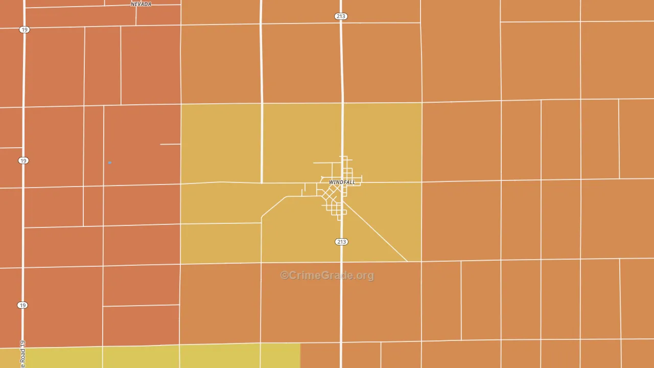 Windfall City, IN Map of Robbery Rates