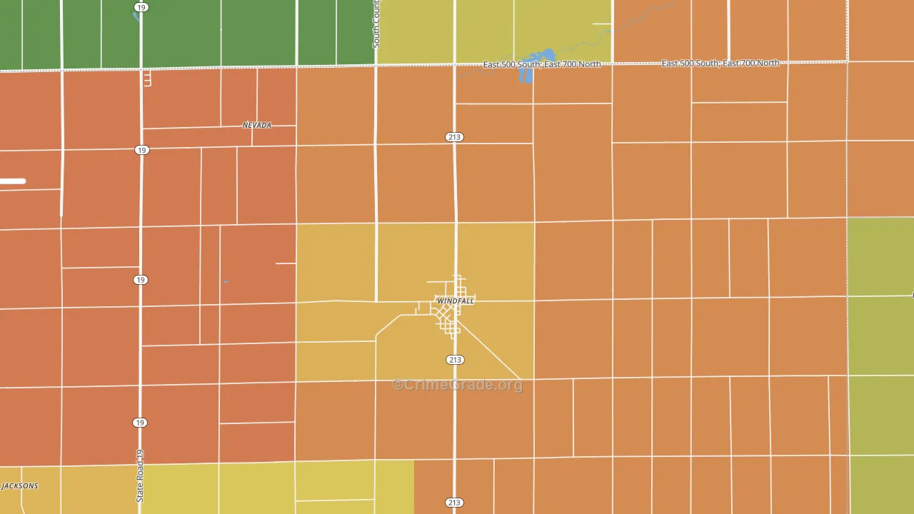 Windfall, IN Map of Robbery Rates