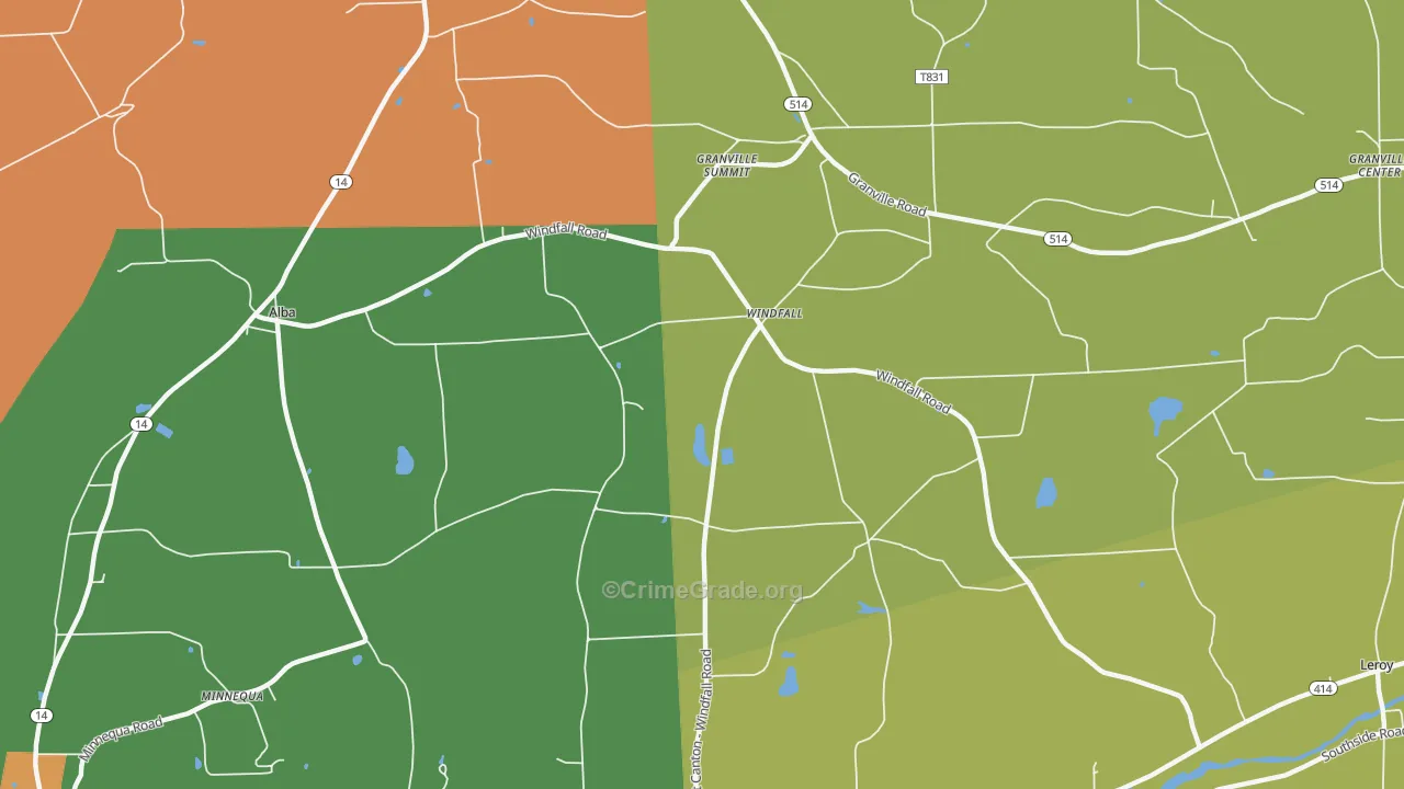 Windfall, PA Map of Robbery Rates