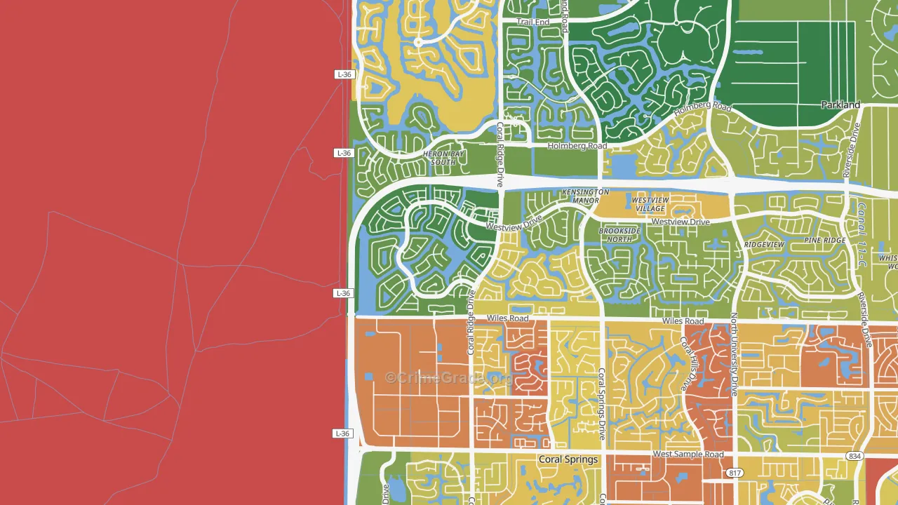 Windham, Coral Springs, FL Map of Robbery Rates