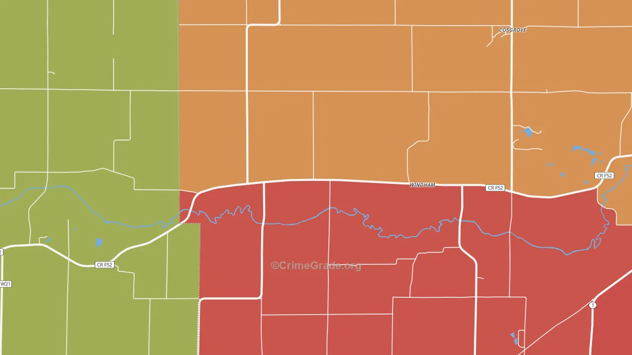Windham, IA Map of Robbery Rates