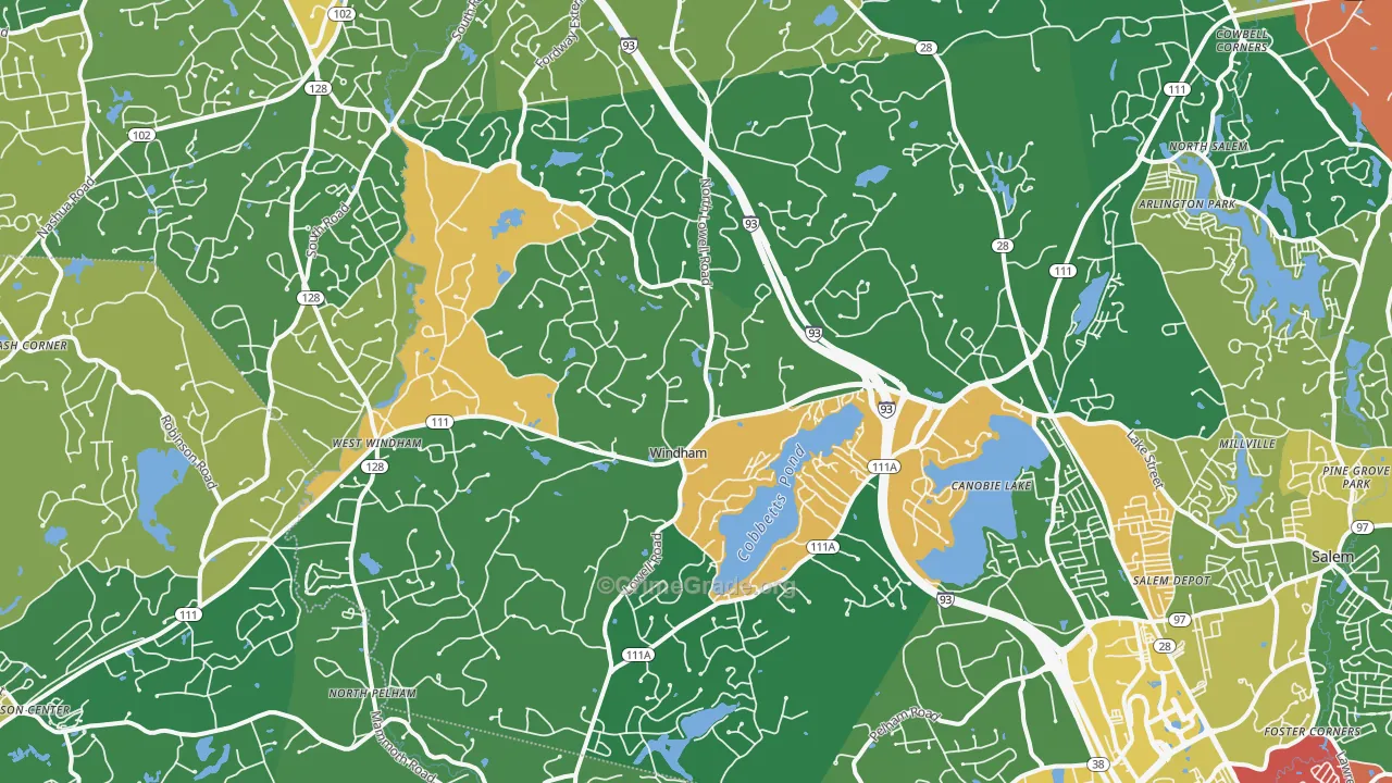 Windham, NH Map of Robbery Rates