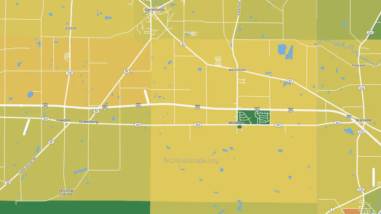 Windham, OH Map of Robbery Rates