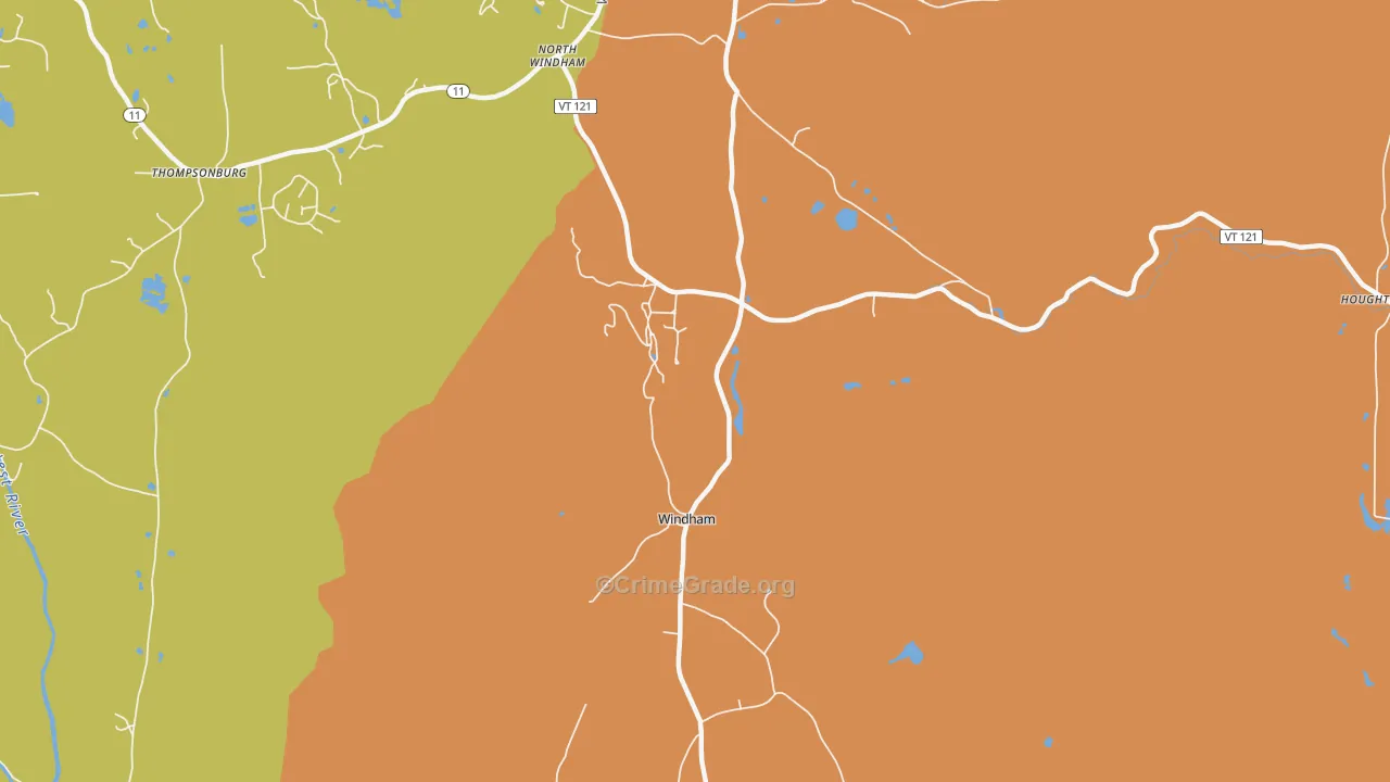 Windham, VT Map of Robbery Rates