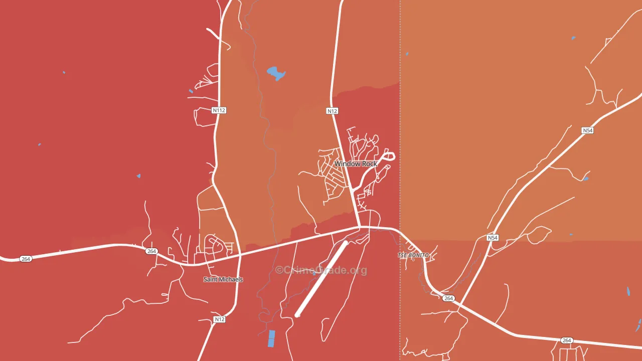 Window Rock, AZ Map of Robbery Rates