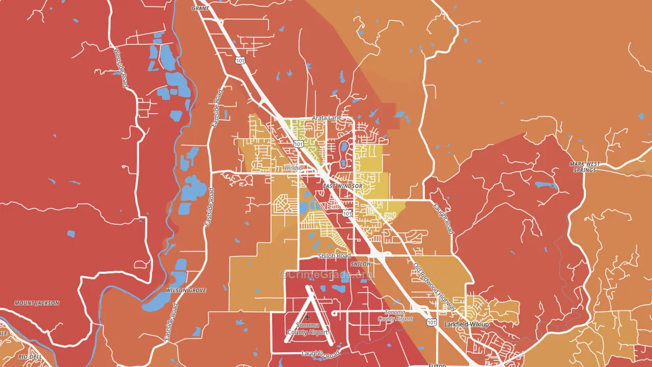 Windsor, CA Map of Robbery Rates