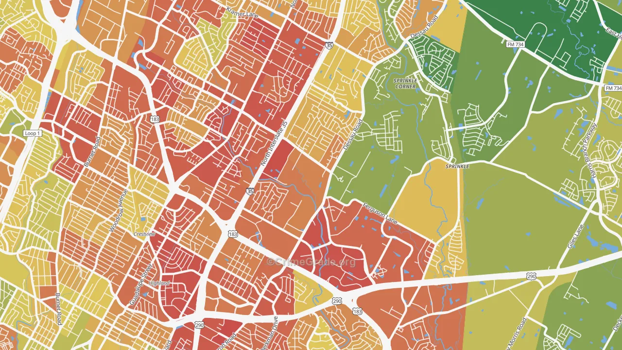 Windsor Hills, Austin, TX Map of Robbery Rates