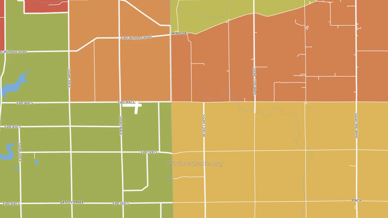 Windsor, IN Map of Robbery Rates