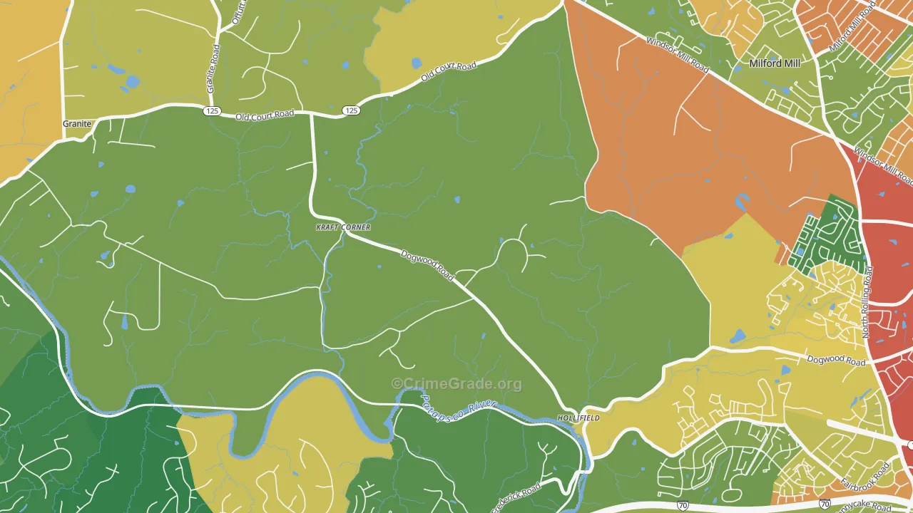 Windsor Mill, MD Map of Robbery Rates