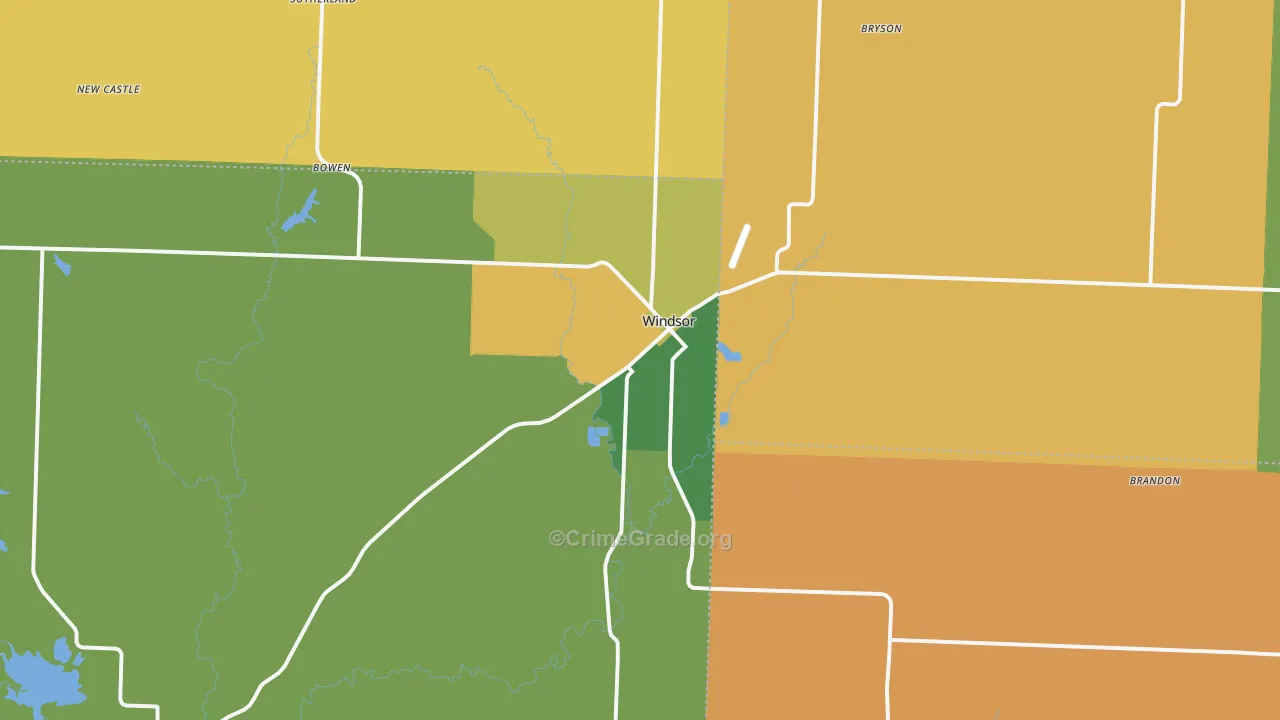 Windsor, MO Map of Robbery Rates