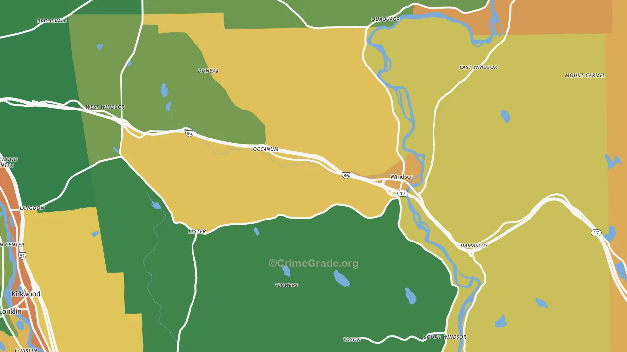 Windsor, NY Map of Robbery Rates