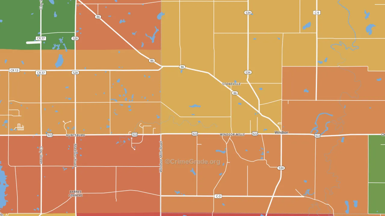 Windsor, OH Map of Robbery Rates