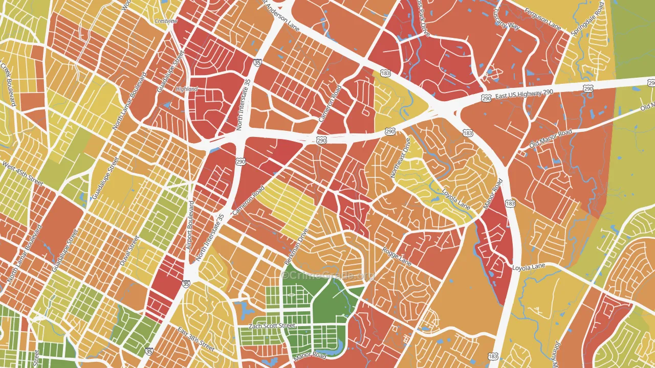Windsor Park, Austin, TX Map of Robbery Rates