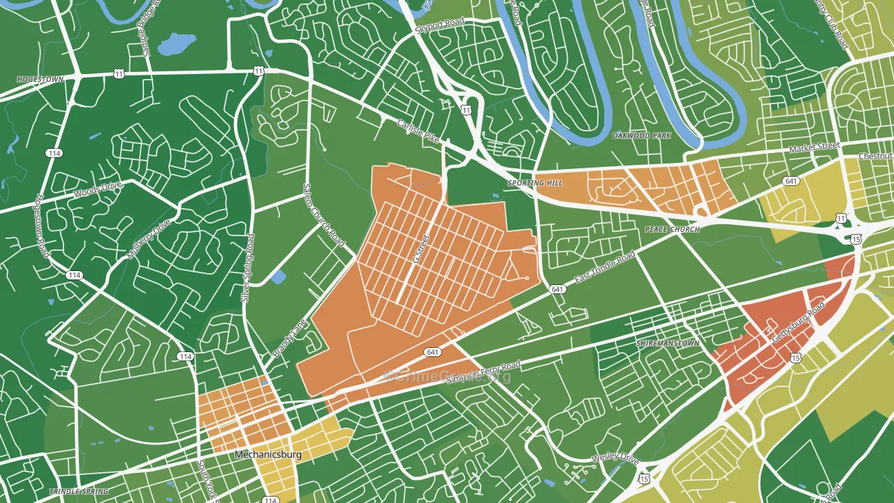 Windsor Park, PA Map of Robbery Rates