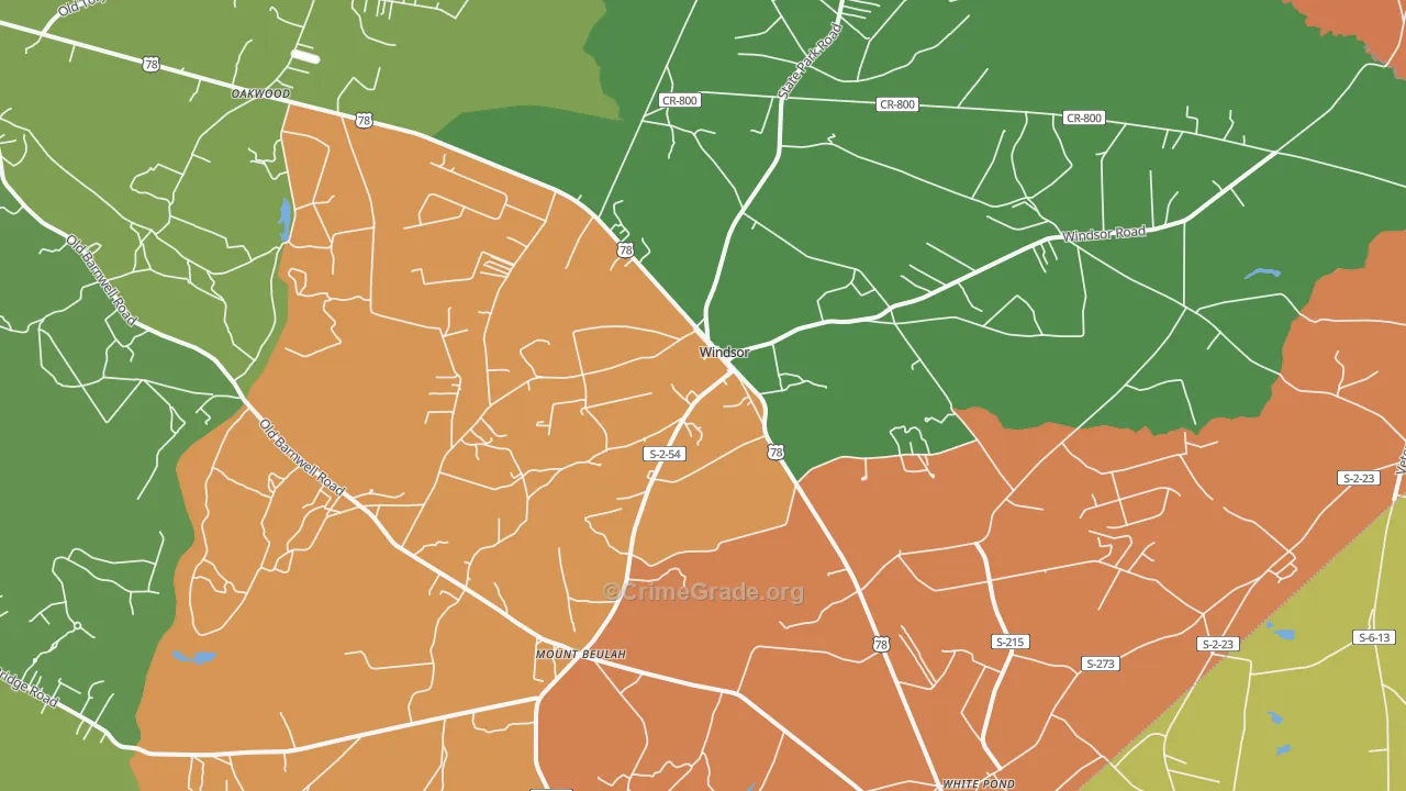 Windsor, SC Map of Robbery Rates