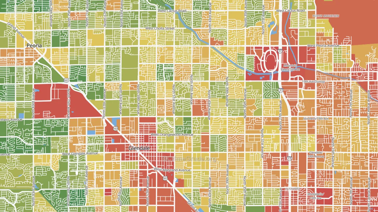 Windsor Square, Glendale, AZ Map of Robbery Rates