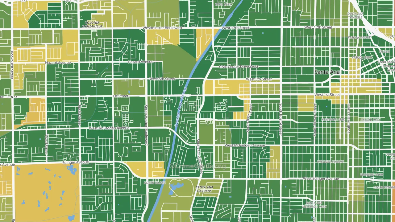 Windsor Village North, Santa Ana, CA Map of Robbery Rates