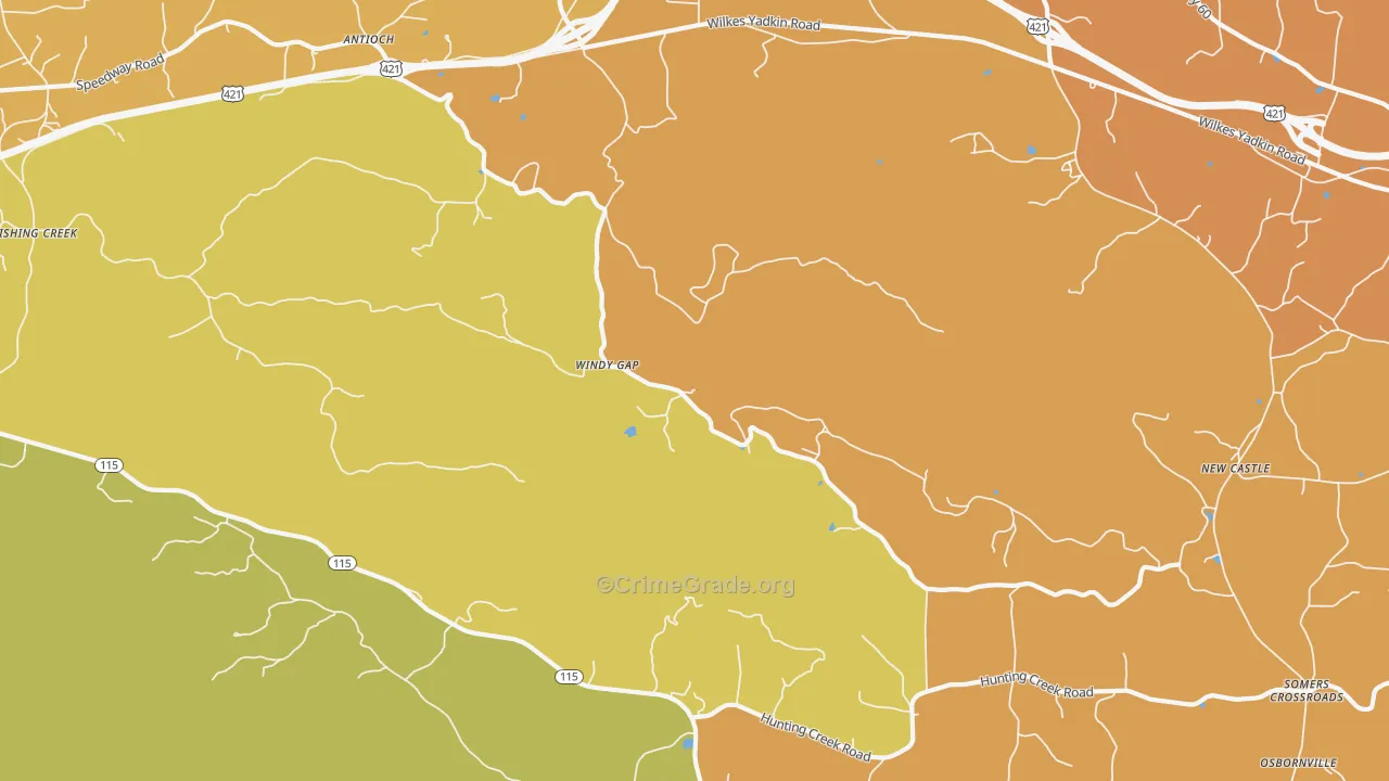 Windy Gap, NC Map of Robbery Rates