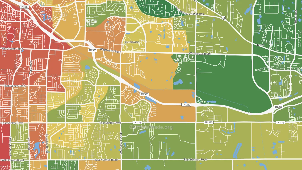Windyke-Southwind, Memphis, TN Map of Robbery Rates